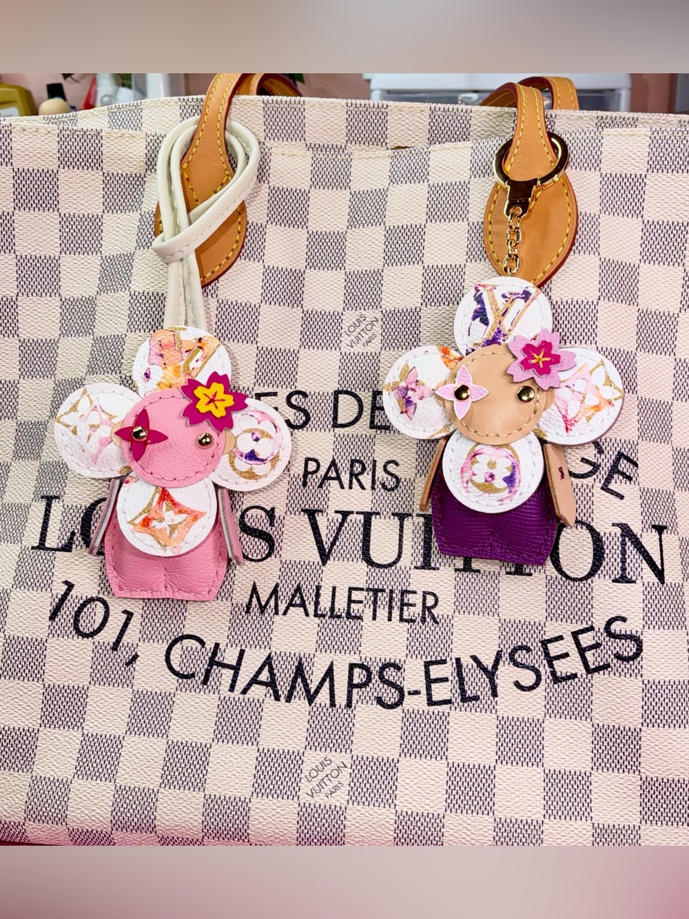 💜 Watercolor LV puffy Vivienne Doll bag charm Handmade